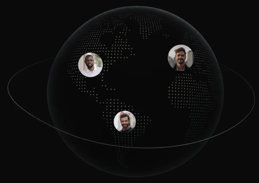 A globe with fans from different countries